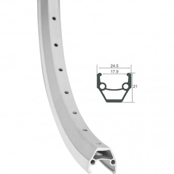Обод 26" HLQC-02AB 14Gх36Н двойной фрезерованный, серебристый